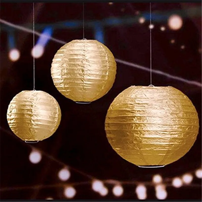 

Gold Silver Paper Lanterns Rustic Wedding Decor For Weedings Venue Decoration Decorative Lantern Shade Happy Birthday Party Deco