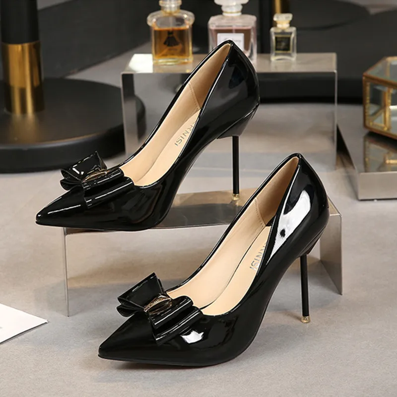 

Новые женские туфли-лодочки, модные женские туфли с бантом-бабочкой для вечеринки, привлекательные черные женские Клубные туфли на высоком ...