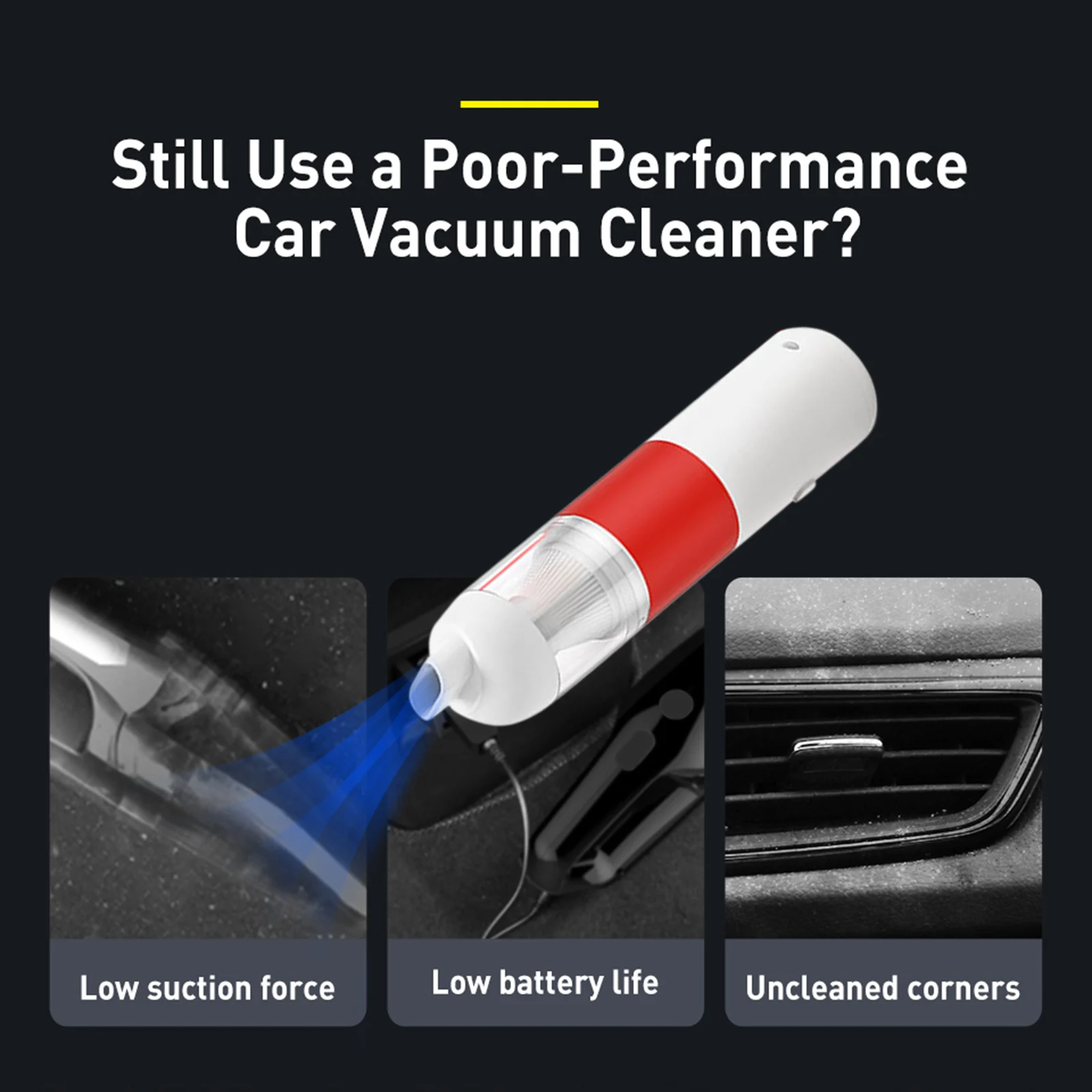 

Portable Rechargeable Mini Vacuum Cleaner with Strong Suction Quiet Car Dust Buster Instant Fast Cleaning for Home Office