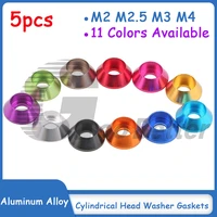 5pcs colourful anodized aluminum cylindrical head washer gaskets m2 m2 5 m3 m4 for cup head hex socket screw