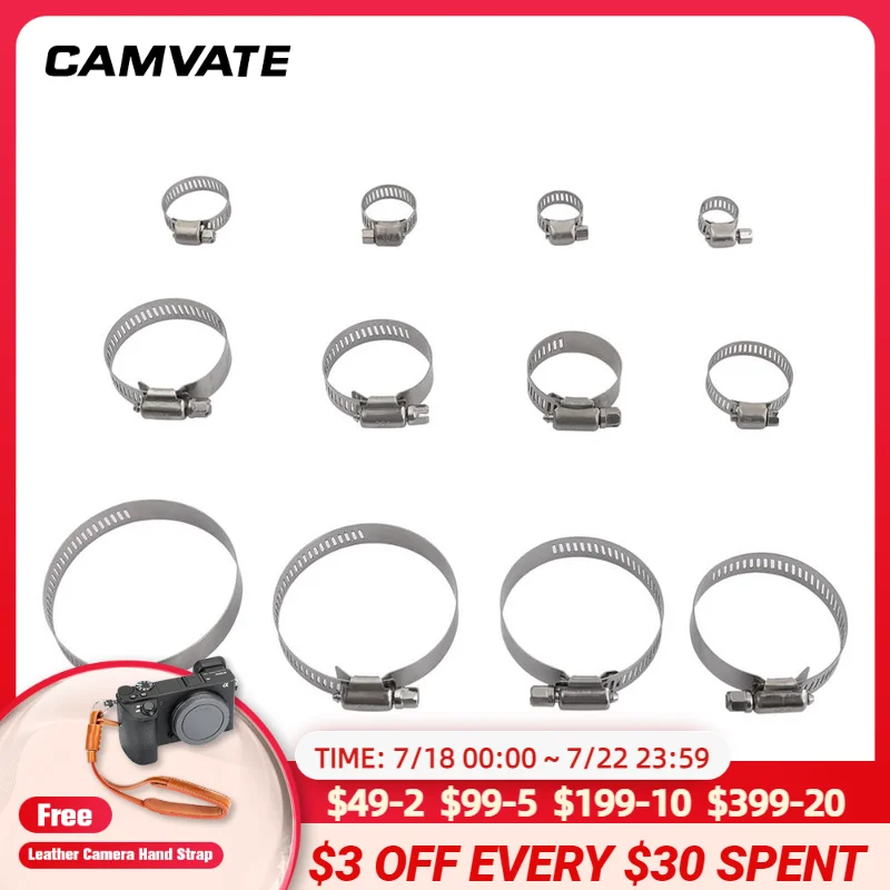 

CAMVATE Multi-Purpose Worm Gear Hose Clamps Assortment Stainless Steel Adjustable 12 Assorted Sizes Clamping Range For Plumbing