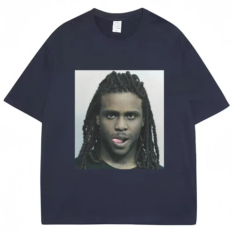Фото Мужская футболка с принтом Rapper Chief Keef Mugshot, Мужская модная повседневная футболка с коротким рукавом, классные готические свободные хлопковые уличные футболки в стиле хип-хоп №3