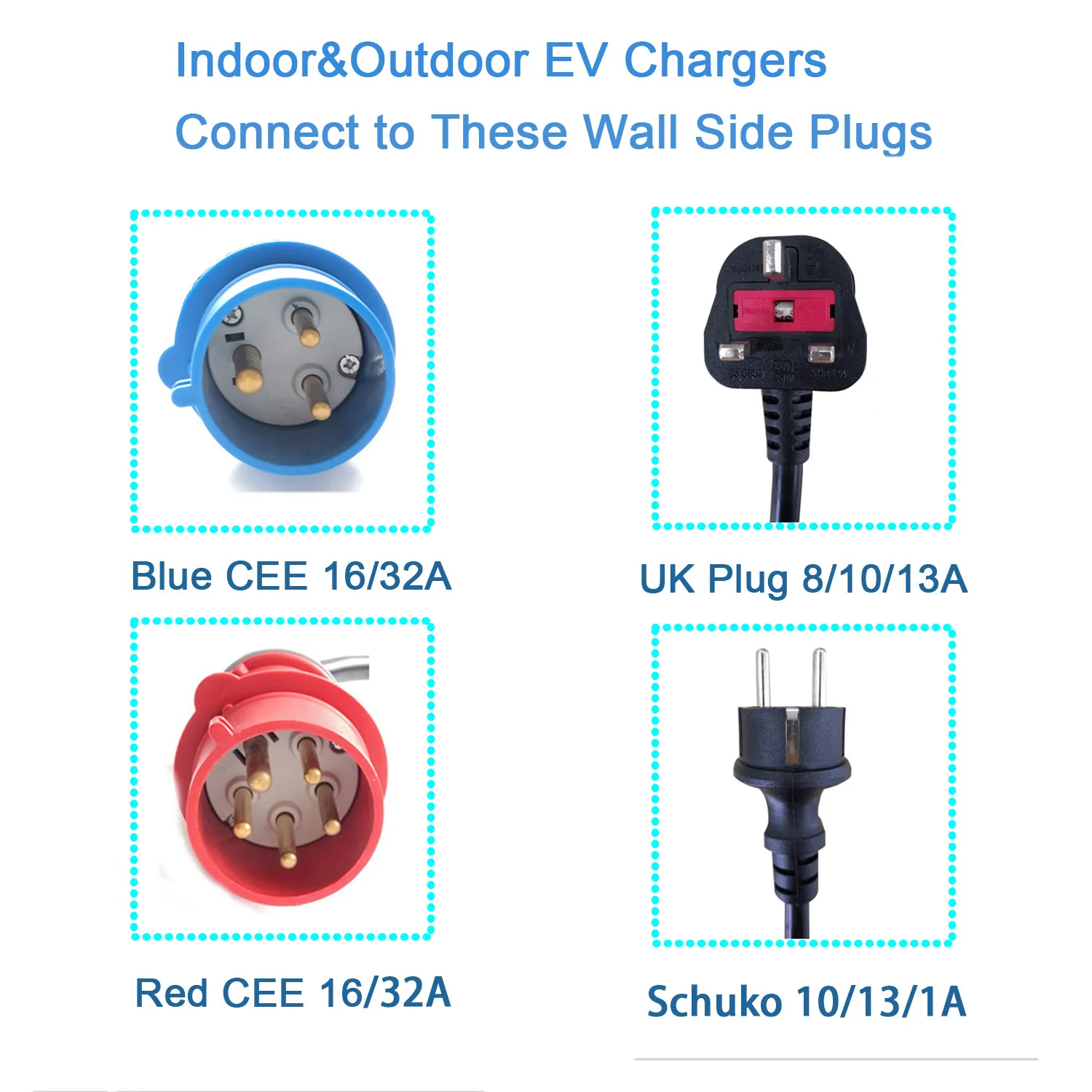 SAEJ1772 Уровень 2 Wallbox Электрический автомобильный зарядный кабель EV зарядная