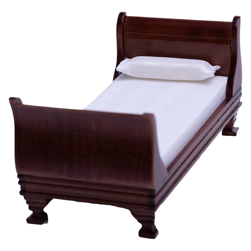 

1:12 Scale Dollhouse Furniture Accessories Mini Wooden Bedroom Furniture Miniature Bed Pillow Dollhouse Decoration