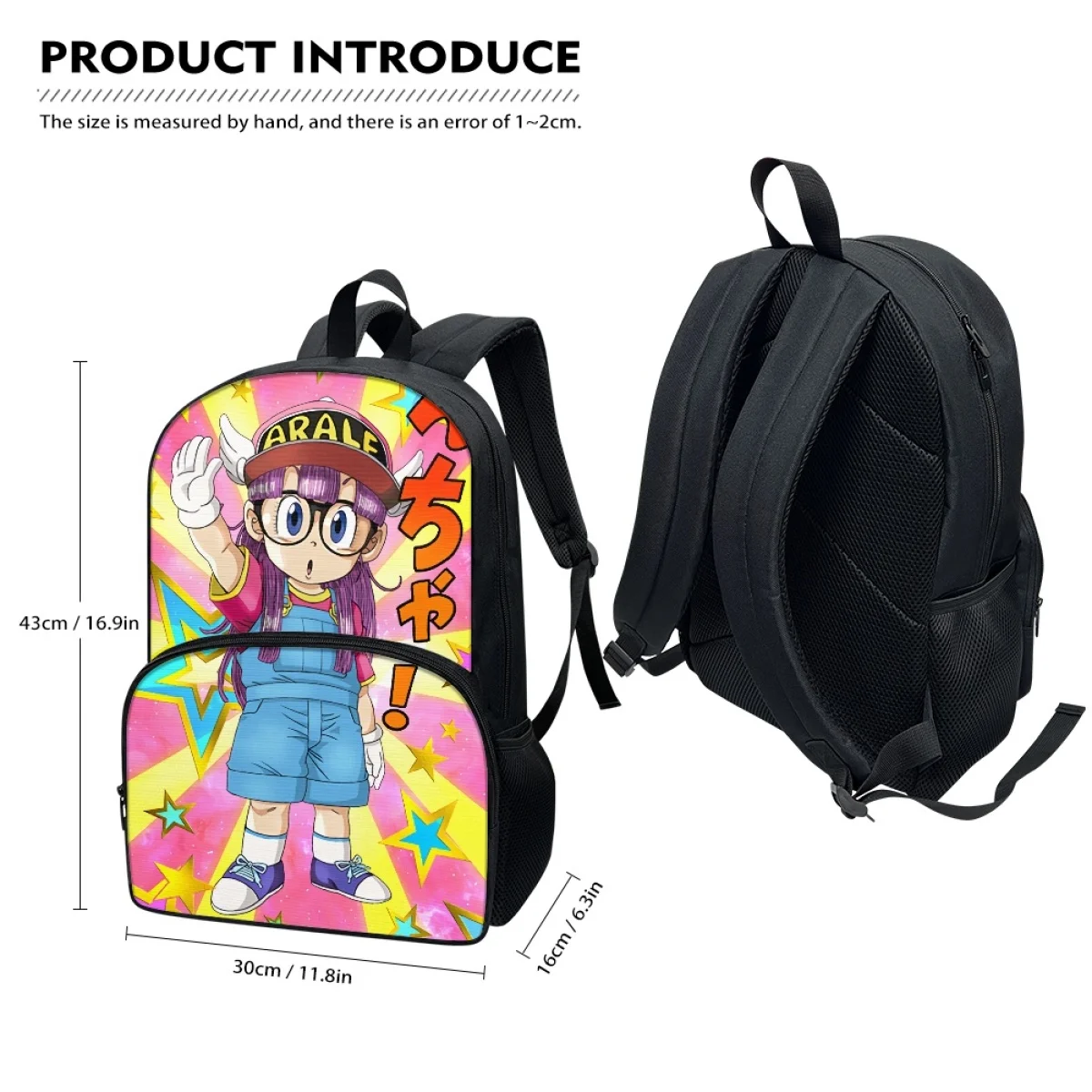 FORUDESIGNS Ara-le Dr Cartoon スランプ Print Backpack for Girls  Back to School Travel Rucksack Anime Backpacks for Teenager Storage