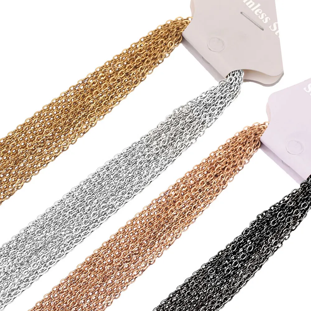 

10Pcs/Lot 5 Colors Stainless Steel Chains Necklace O Shape Rolo Link Cuban Long Necklace For women Jewelry Chain Wholesale
