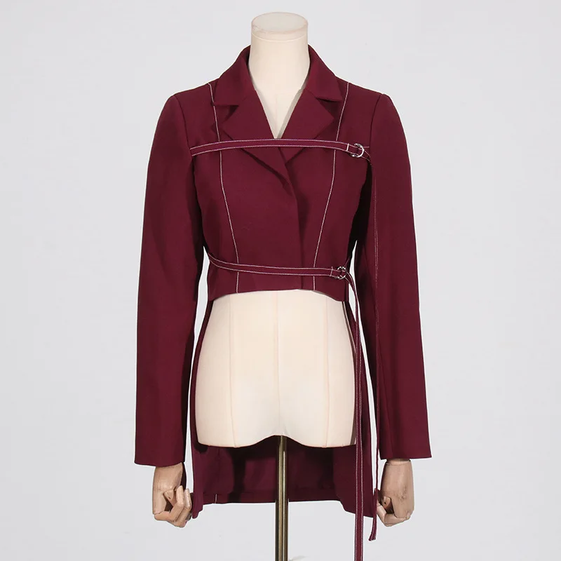 Шикарный весенне-осенний женский комплект из двух предметов пиджак на шнуровке с