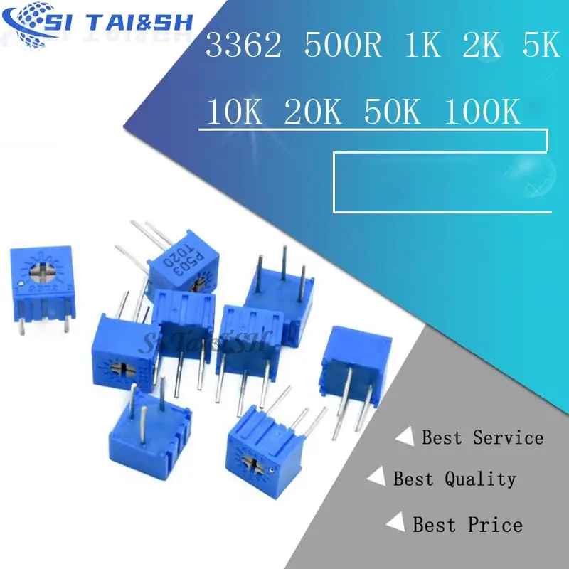 10 шт. 3362P 101 201 501 102 202 502 103 203 503 104 204 504 105 Trimpo Триммер-потенциометр 3362 500R 1K 2K 5K 10K 20K 50K 100K