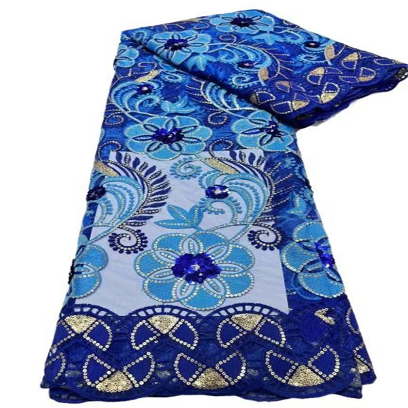 

Королевская Синяя блестящая африканская французская сетчатая кружевная ткань 2021 Высококачественная Тюлевая сетчатая кружевная нигерийская свадебная одежда кружево для женщин