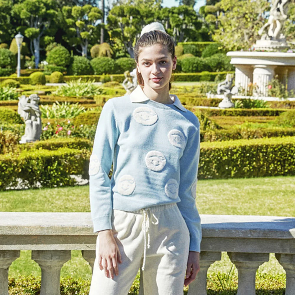 New Korean Fashion Knitted Sweater Outdoor Sports Golf Sweater Autumn and Winter Warm Detachable Lapel Pullover Women