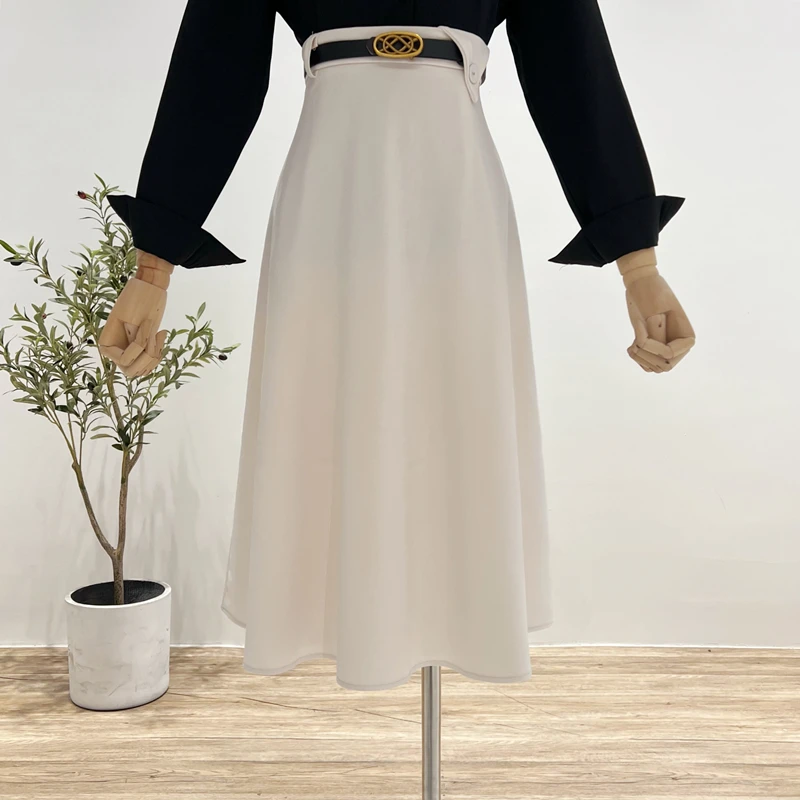 

Korobov 2022 Spring New Women Skirts Vintage Elegant Hit Color Patchwork Faldas Mujer Korean Sweet A-Line Skirt