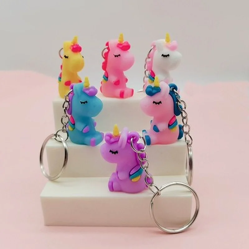 

Cartoon Mini 4cm Color Unicorn Keychain Three-dimensional Unicorn Doll Bag Pendant Creative Gift