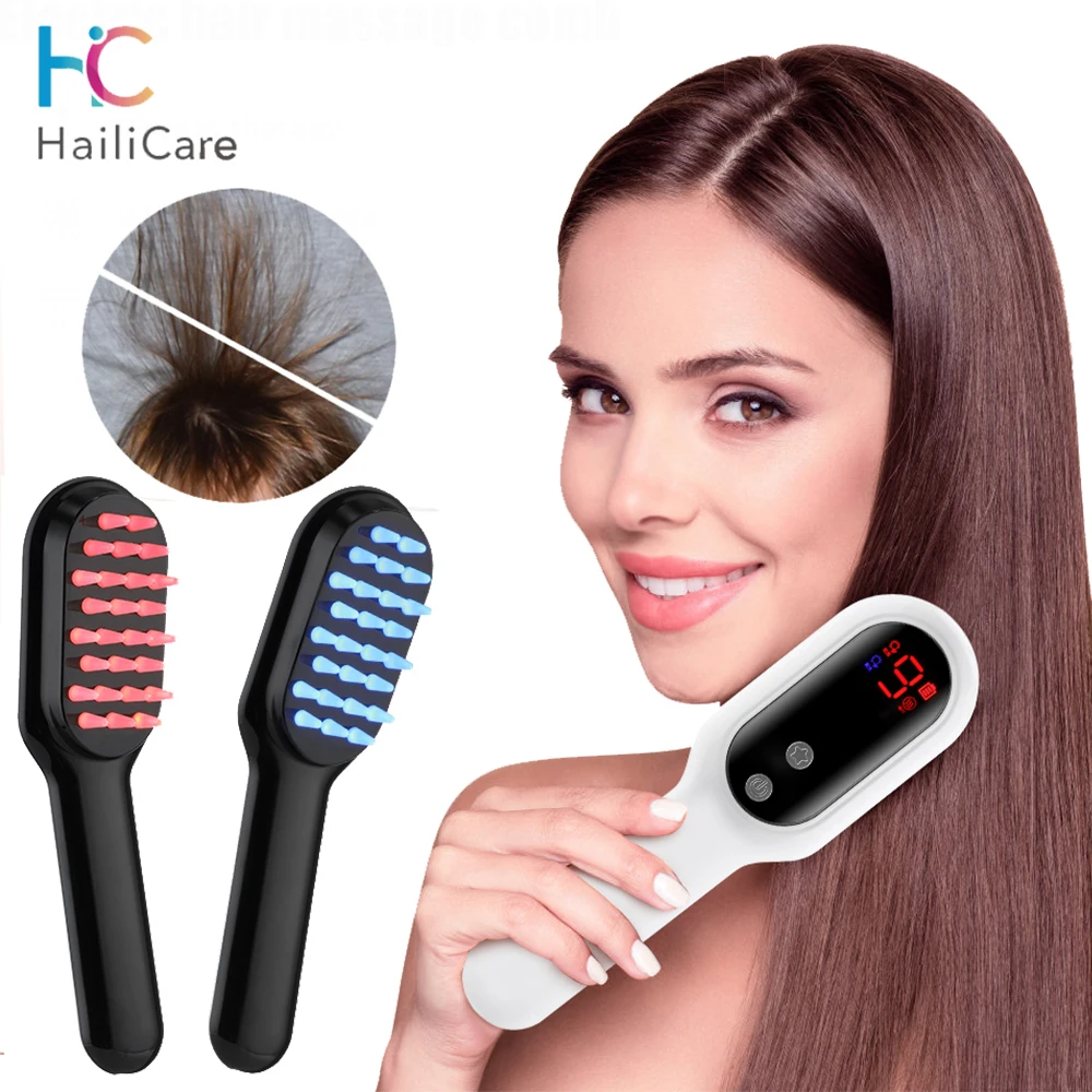 

EMS Anti-Hair Loss Massage Comb Electric Sonic Hair Scalp Massager LED Head Acupuncture Brush Headache Relief Hair Comb Women