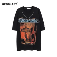mens t shirts cross abstract graphic oversized hip hop otherness long tee clothing aesthetic designer streetwear with necklace