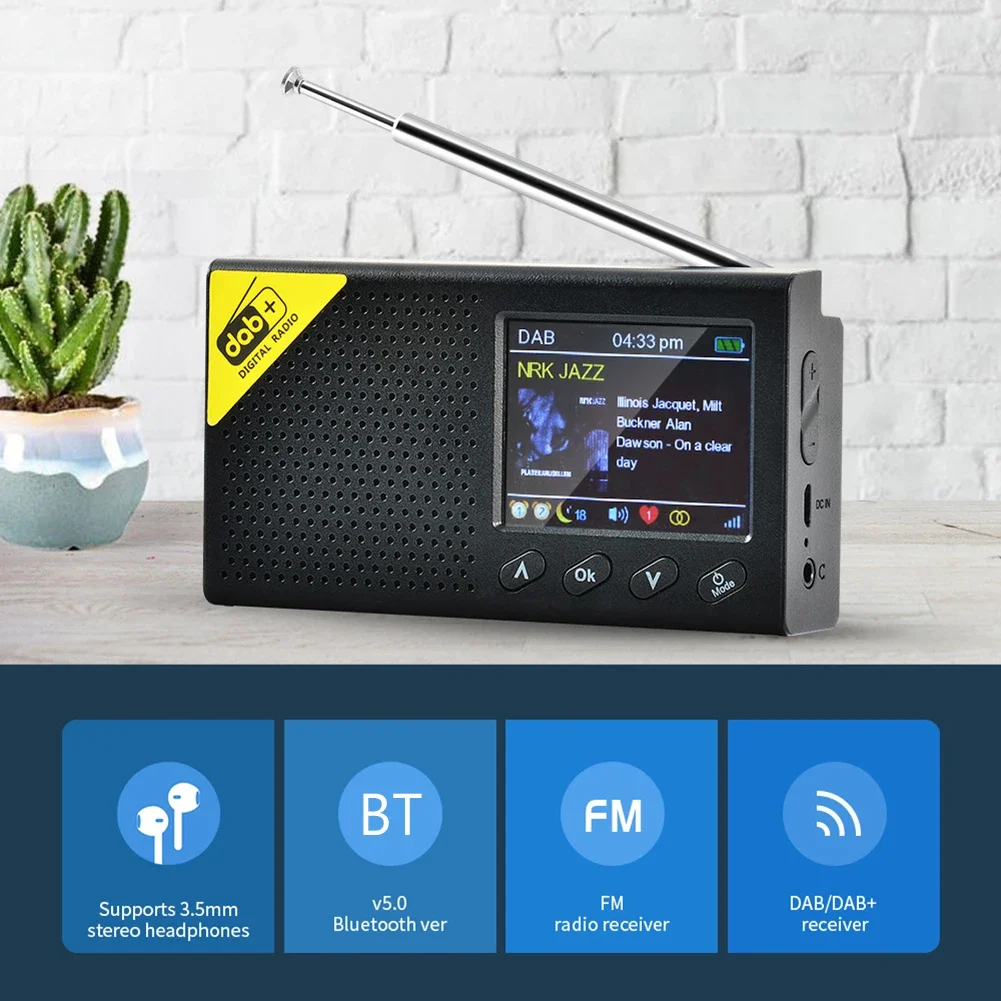 Фото Портативный цифровой радиоприемник DAB+, Bluetooth-совместимый плеер 5.0, FM-приемник, ЖК-дисплей, перезаряжаемый радиоприемник для домашнего автомобиля №3