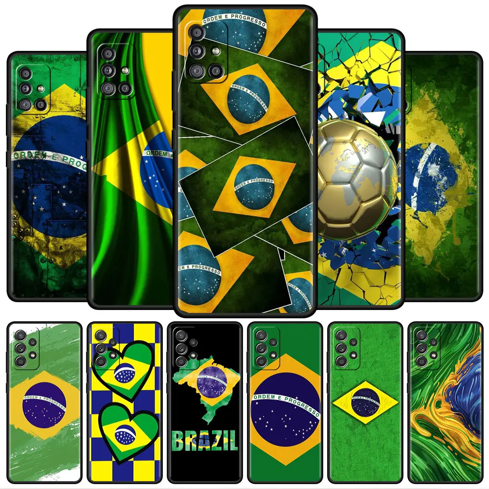 

Brazil Brazilian Flag Black Stylish Case for Samsung Galaxy A52 A12 A32 A51 A71 A21s A13 A72 A73 A50 A31 A02s A22 A70 Cover