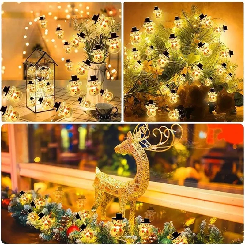 Новинка 2 м 20 светодиодов в виде Санта Клауса и снежинки светодиодная подсветка