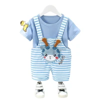 new summer baby clothes suit children girls boys striped cotton t shirt overalls 2pcsset toddler casual costume kids tracksuits