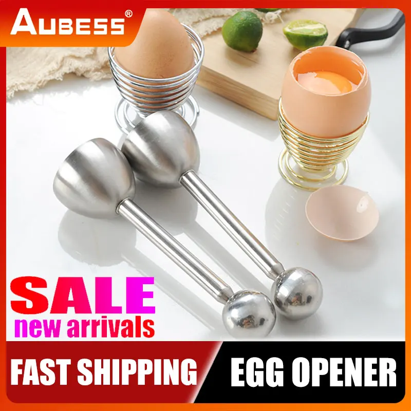 

304 Stainless Steel Egg Holder Household Steamer Egg Knock Cutter Elastic Boiled Egg Topper Kitchen Gadget Creative Egg Opener