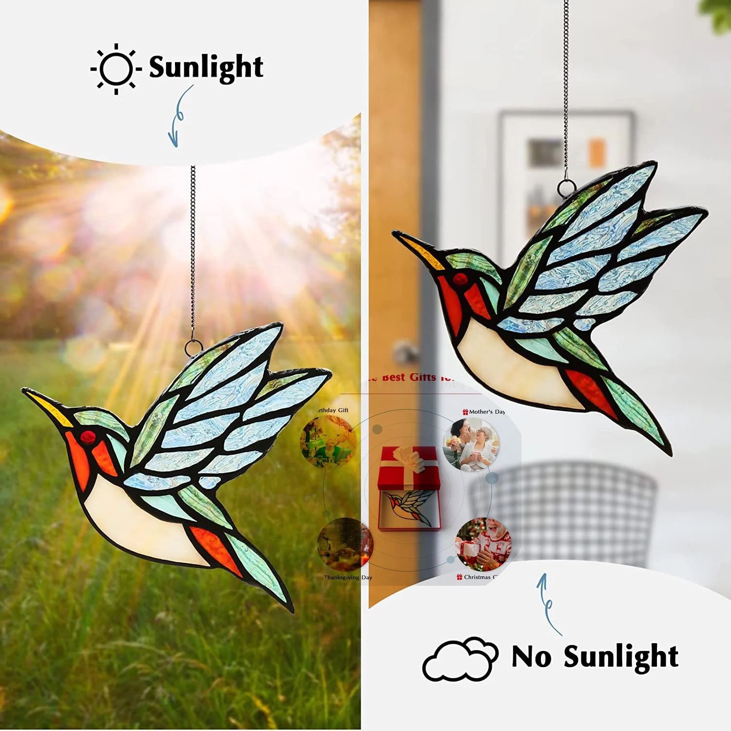 

Birds Stained Glass Window Hangings Handmade Suncatcher Hummingbirds Stained Glass Window Panels For Window Decor