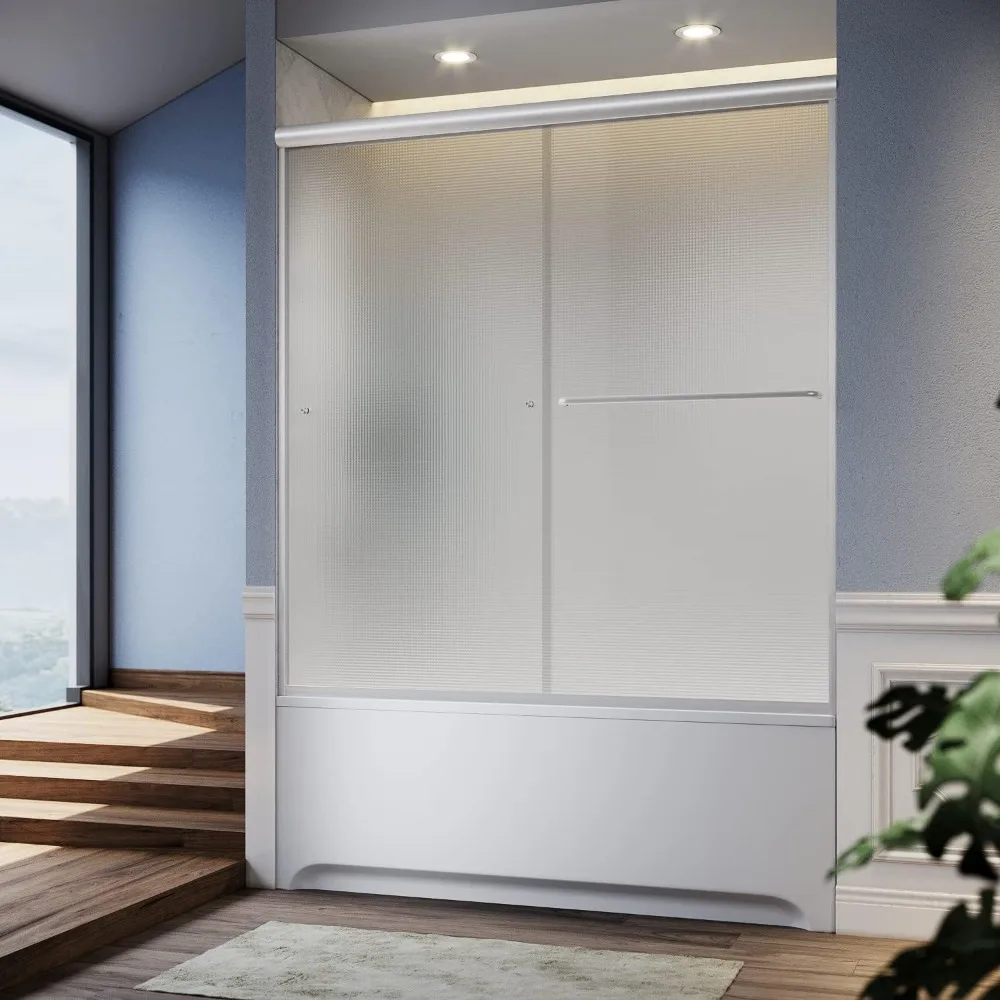 Двери для душа 60X57 4 дюйма стеклянная панель 1/4 матовая никелевая отделка двойные