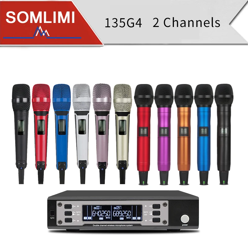 SOMLIMI EW135G4 UHF двухканальный ручной профессиональный беспроводной микрофон для