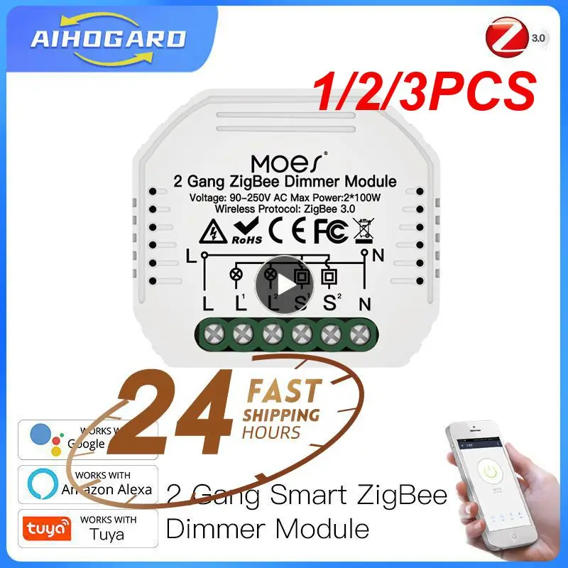 

1/2/3PCS Tuya ZigBee 3.0 Smart Light Switch Relay Module 1/2/3 Gang Smart Life/Tuya App Control, Works with Alexa Google Home