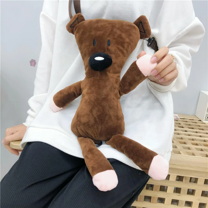 Kawaii Mr. Bean Anime Serise Funny Plush Doll Little Bear Backpack All-Match Mobile Phone Bag Storage Bag Boy Girl Festival Gift