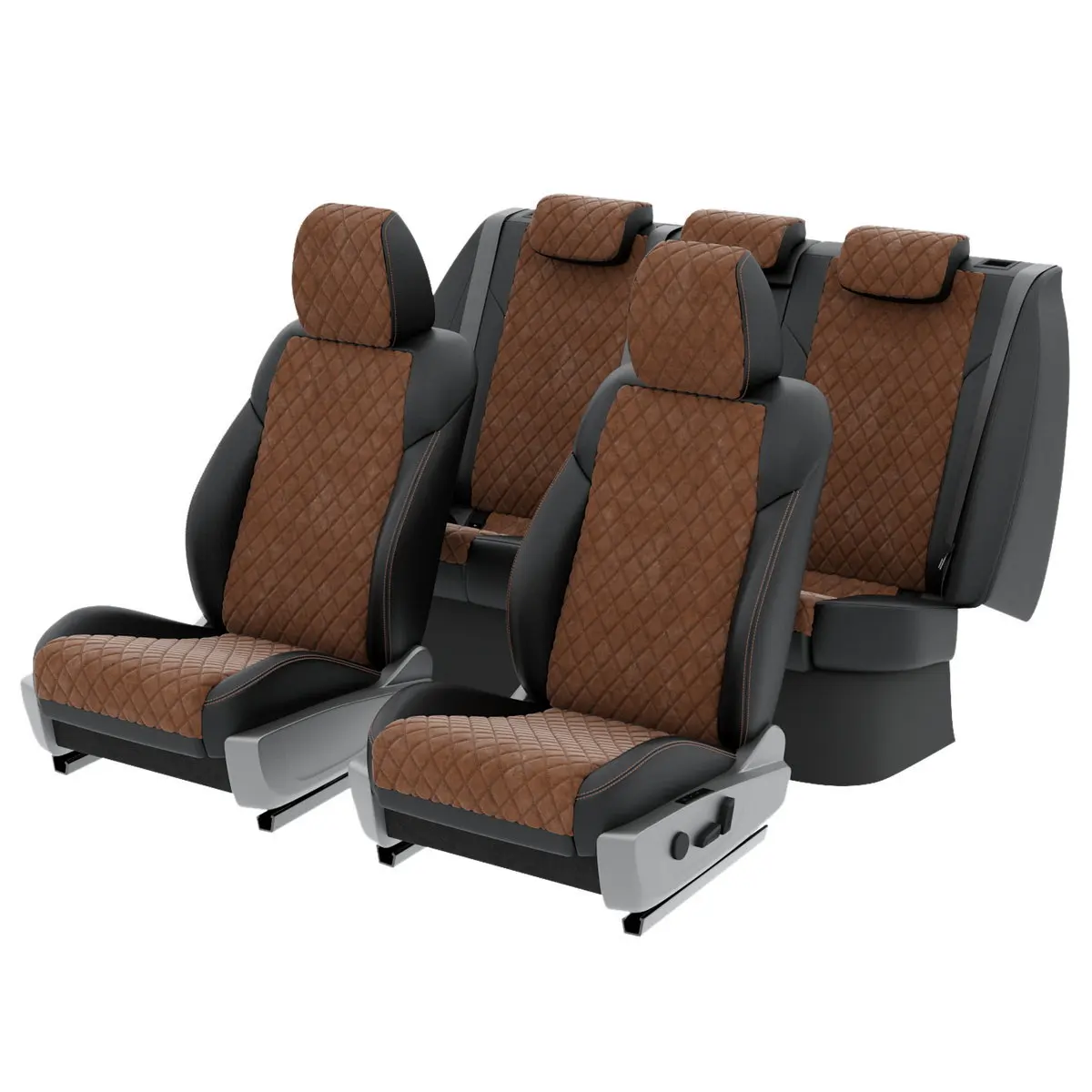 Чехлы на сиденья Volkswagen Crafter 2006-2019 Черный Шоколадный