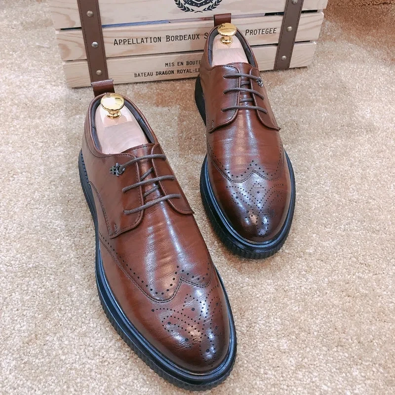 

Men's Heightening Leather Shoes Youth New Business Fashion Casual Shoes Breathable Inner Heightening Men's Shoes In Summer