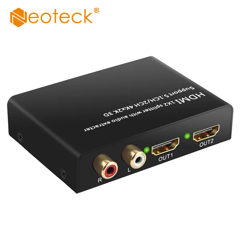 

Neoteck 2 Way HDMI-compatible Splitter 1x2 4K Audio Extractor Support 2CH 5.1CH 4Kx2K 3D Converter For PS2 PS3 DVD Player PC