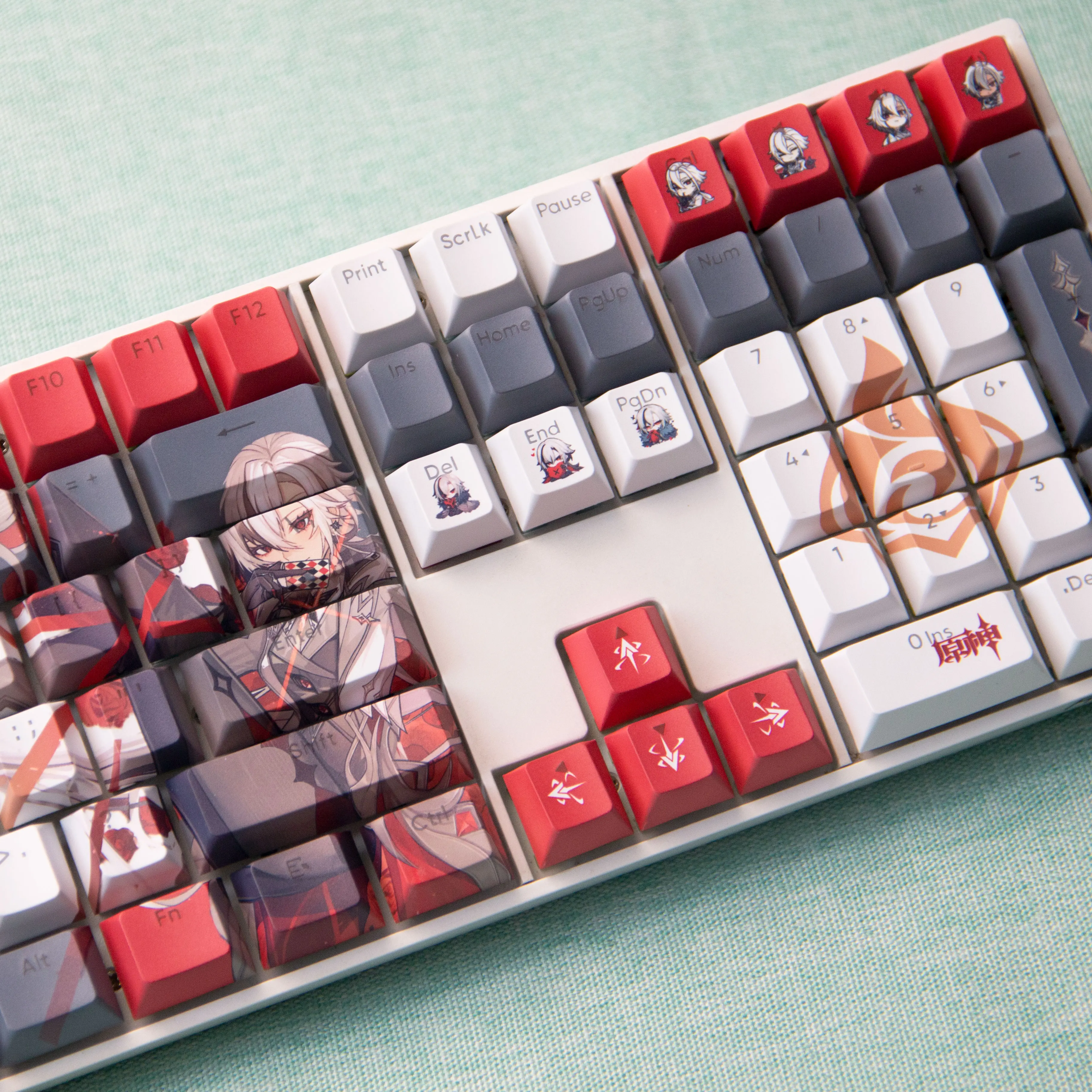 125-клавишная колпачок Genshin Impact колпачки для клавиш Arlecchino Chreey Keycap Dye-Sub эргономичная