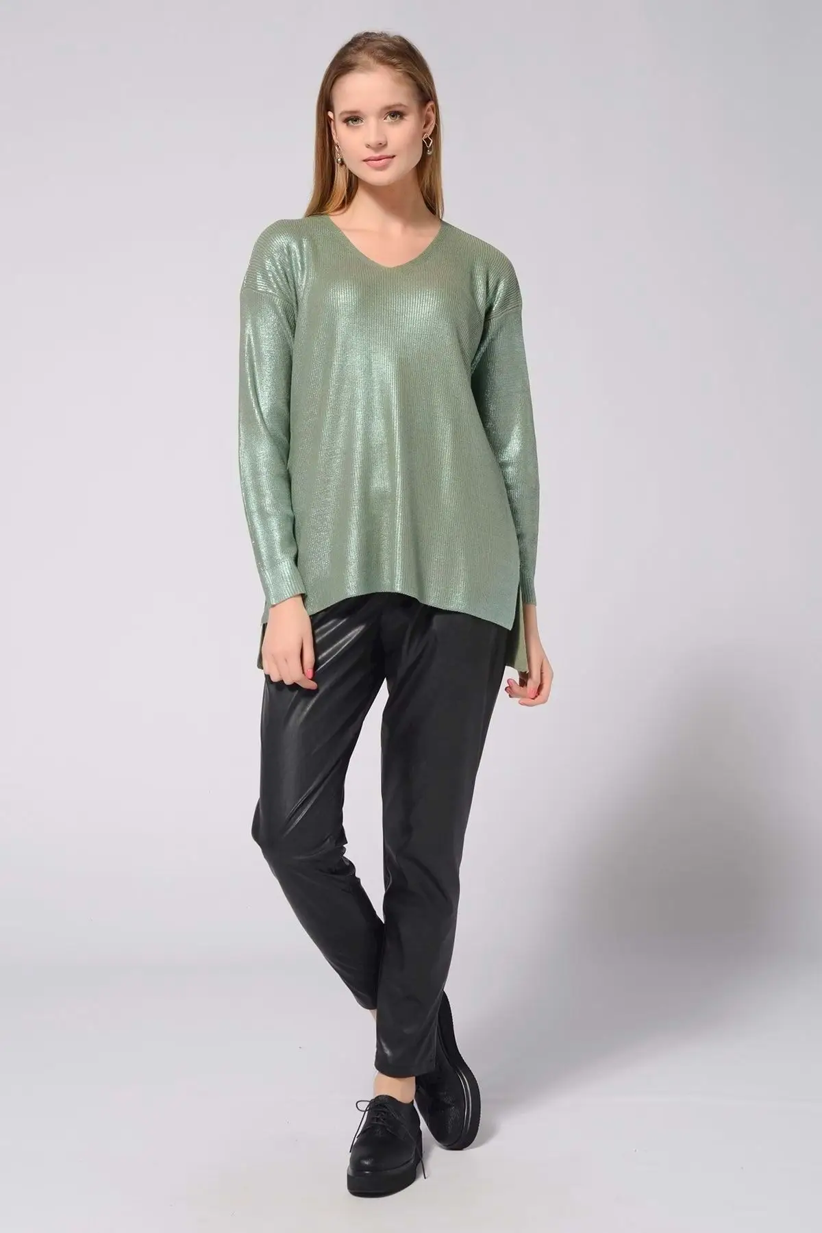 

Women ages Gilded Green Slim V Neck Sweater Women Muslim Sweater