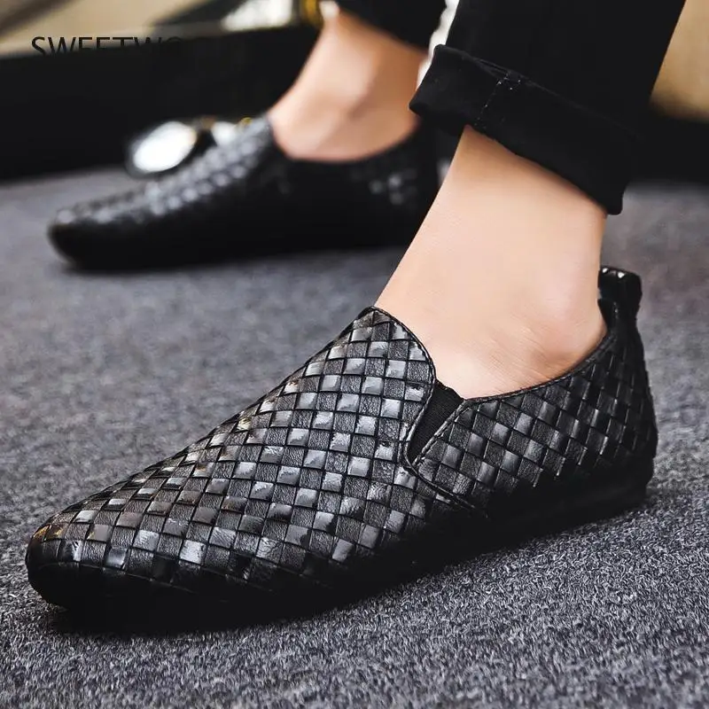 

men business casual shoes 2021 summer new Leatherette PU Comfort breathable male bean bean shoes High quality male shoes size 45