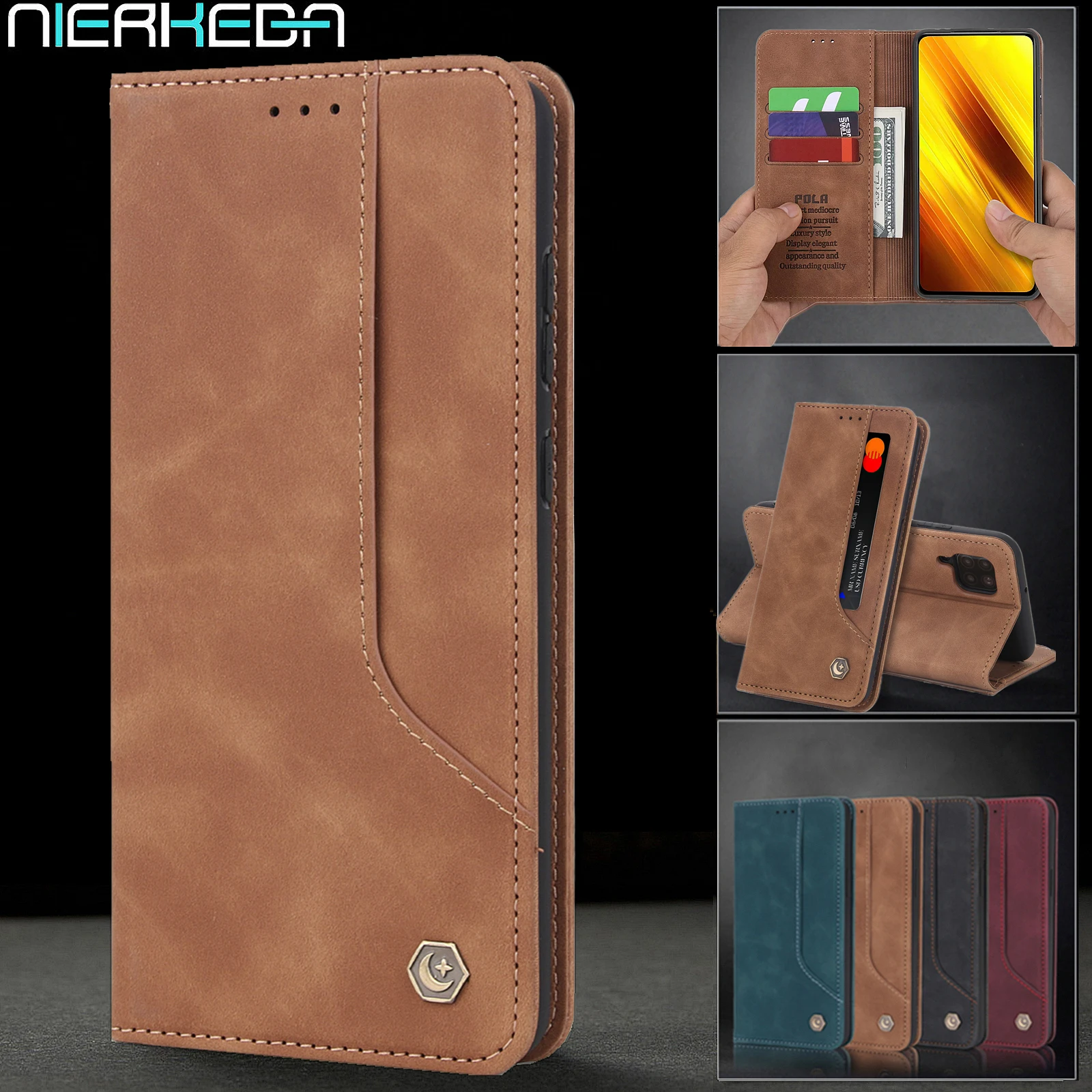 

Leather Case For Huawei P40 Mate 40 30 Lite Pro Plus Strong Magnetic Flip Wallet Card Solt Holder Stand Business Phone Bag Cover