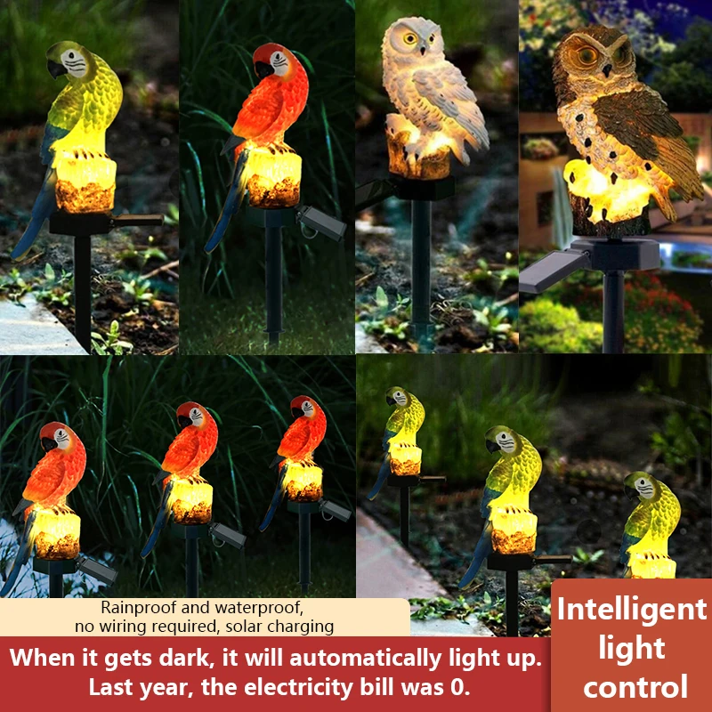 

Solar Parrot Lawn Light LED Garden Ground Plug Light Outdoor Waterproof Sensing Decorative landscape lighting.