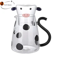 550ml microwave milk pot flower teapot cold water kettle glass set cute cartoon one pot and cup water bottle glass