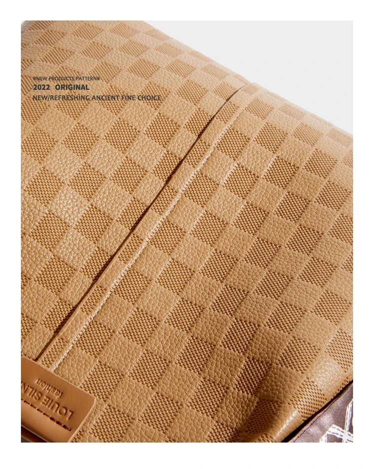 Elmsk 2022 Vintage Plaid Texture Pu Leather Bag Women Fashion Large Capacity Tote Bag