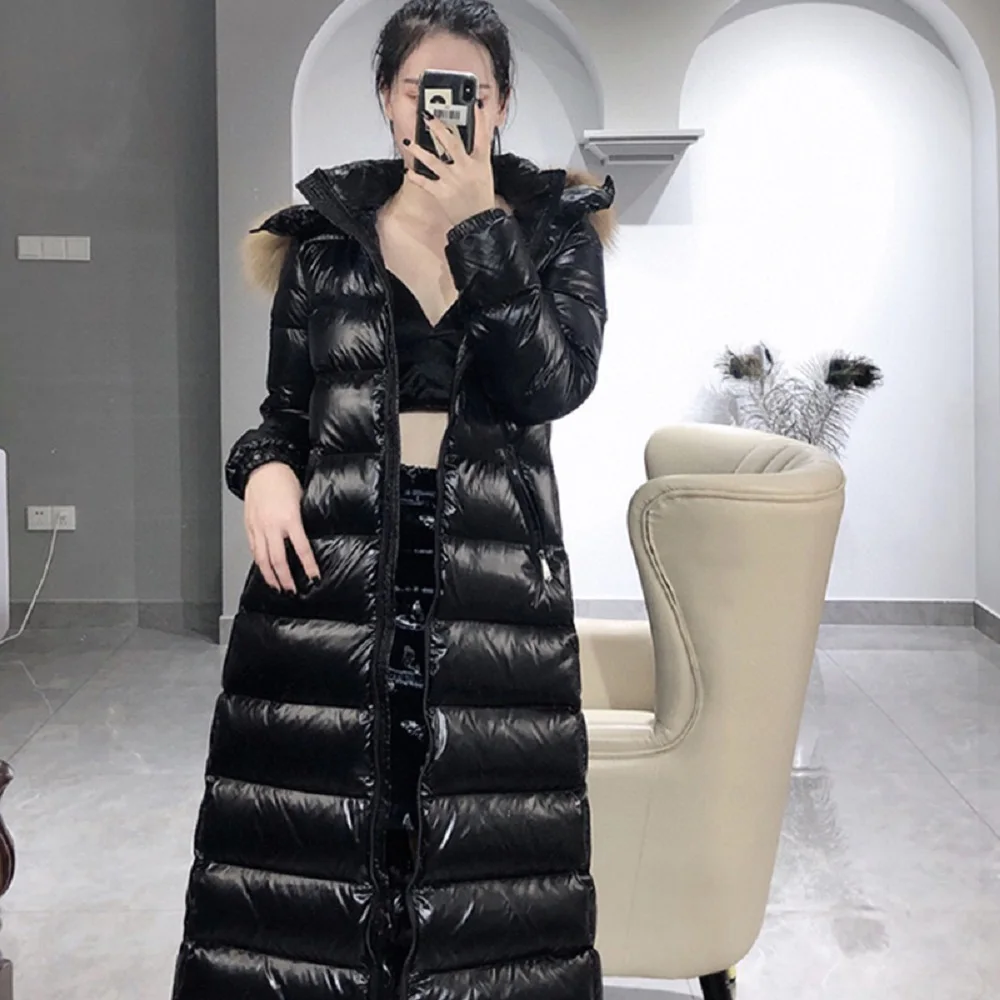 

2022 Женское зимнее пальто с покрытием из искусственной кожи, теплое длинное пуховое пальто с капюшоном, новинка, Женская Высококачественная куртка, пальто y2k, одежда с бюстгальтером XL