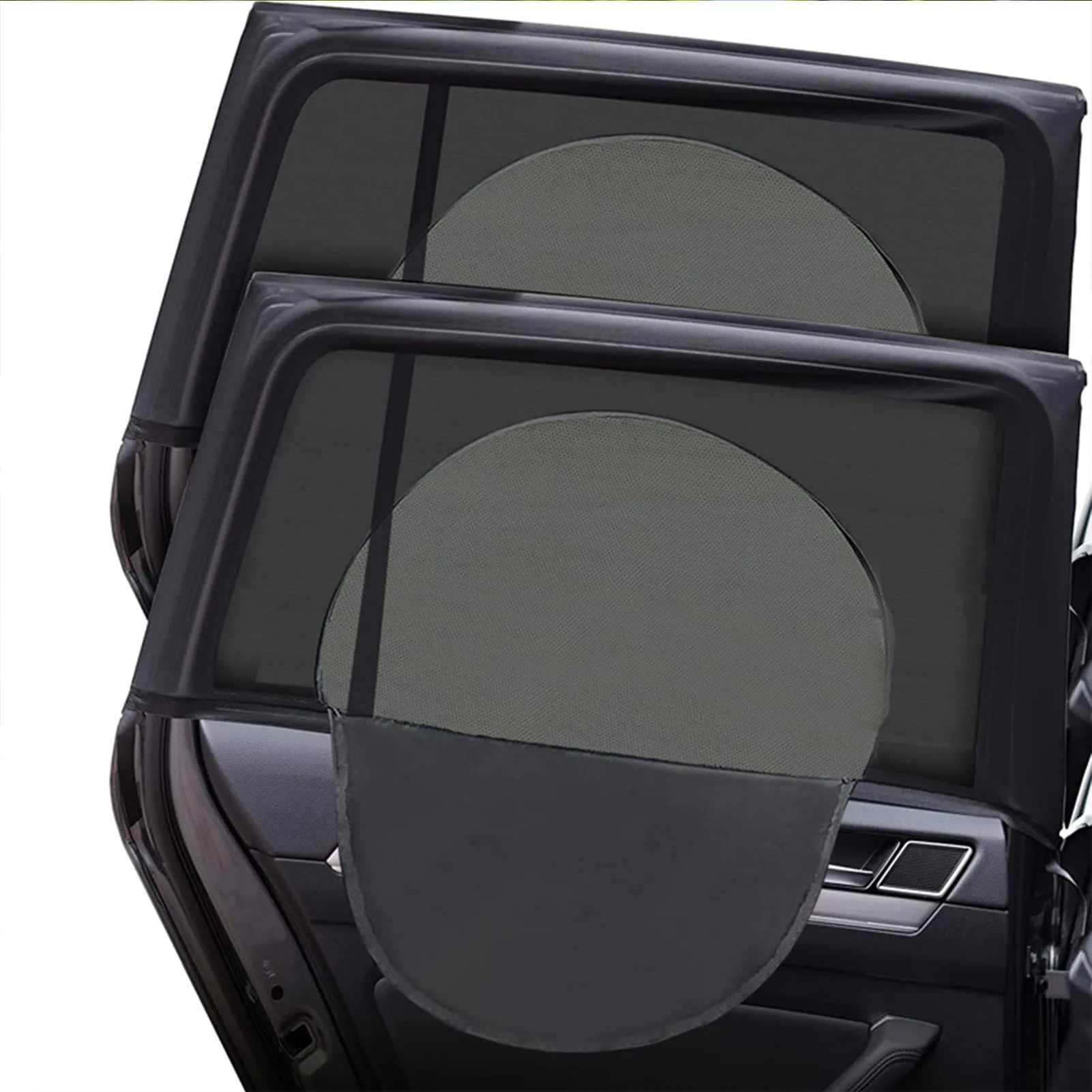 

2-PCS Car Window Shades Automotive Window Sunshades Privacy Protection Sunshade For Kids Stretchy Zipper Car Sunshade Privacy