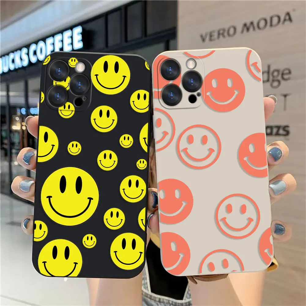 Phone Case For Apple iPhone 14 13 12 11 Pro XS Max Mini X XR SE 7 8 6S Plus Case Cover Funda Cqoue Shell Capa Funny Smiling Face