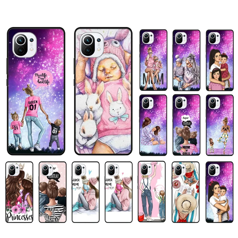 

Brown Hair Baby Mom Girl Queen Phone Case for Xiaomi 12 Mi 10T 11T 11 Pro 10 10T 11 lite 10pro 11Ultra Poco X3 Pro Poco F3 M3