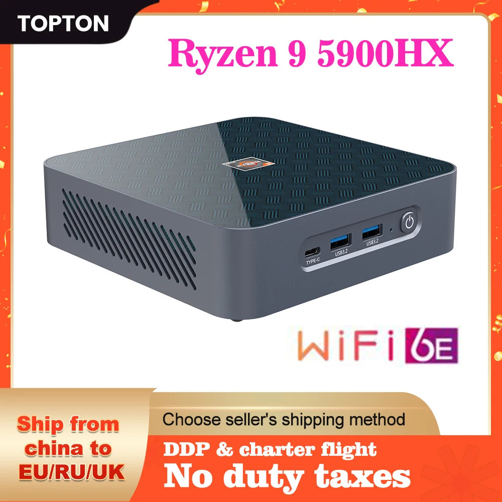 

Мини-ПК AMD Ryzen 9 5900HX R5 5600H для игр Windows 11/10 2,5G LAN 2 * DDR4 NVMe SSD Vega 8 Graphics WiFi6E, геймерский компьютер