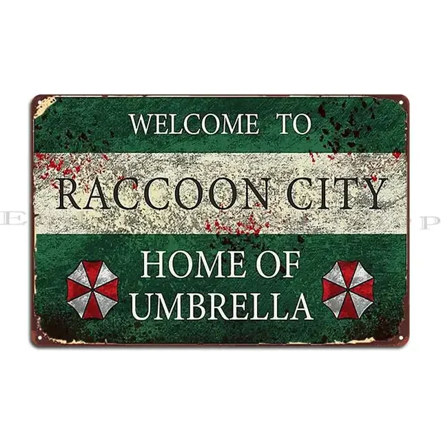 

Винтажный металлический знак "Welcome to Raccoon City"