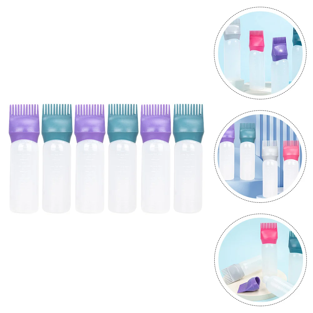 

6 pcs Hair Dye Hair Oil Applicator Bottle Root Bottle with Graduated Scale