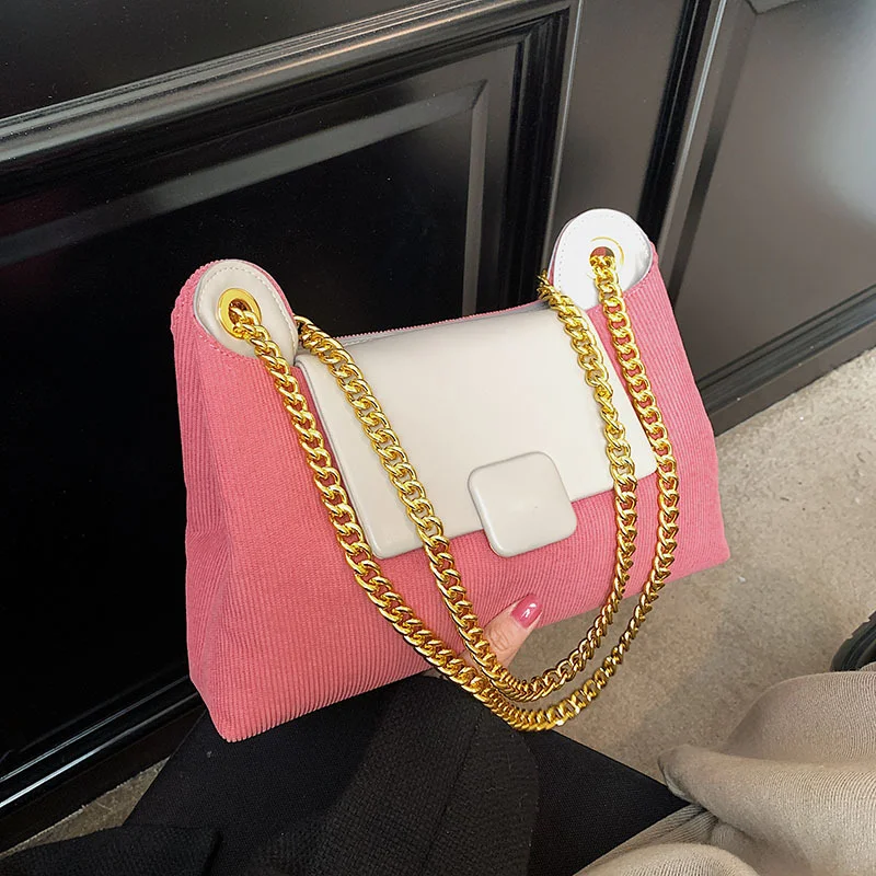 

PU Leather Chain Shoulder Square Tote Bags for Women Casual Solid Women's Designer Small Flap Handbag Trend Female Armpit Bag