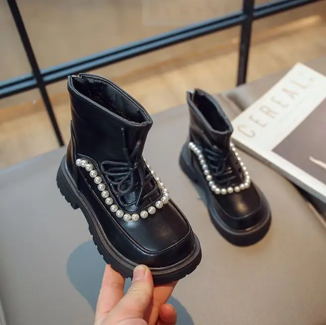 

Children Short Boots for Girls 2022 Autumn Winter New Classic Korean Style Boys Casual Leather Snow Boots Non-slip Kids Fashion