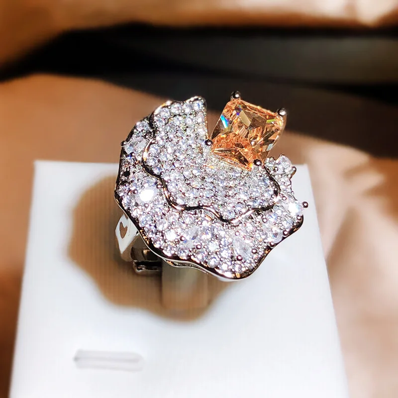 

100% S925 Sterling Silver Pure Diamond Open Ring for Women Fine Silver 925 Jewelry Solid Diamond Jewellry Ring Gemstone Females