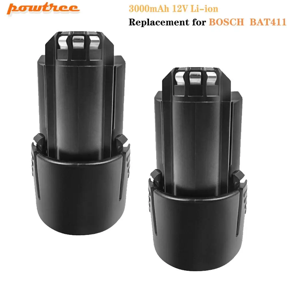 

Powtree 3000mAh 12V for Bosch BAT411 batteries Li-ion Power Tool Battery For Bosch BAT412A BAT413A D-70745GOP 2607336013 3.0Ah