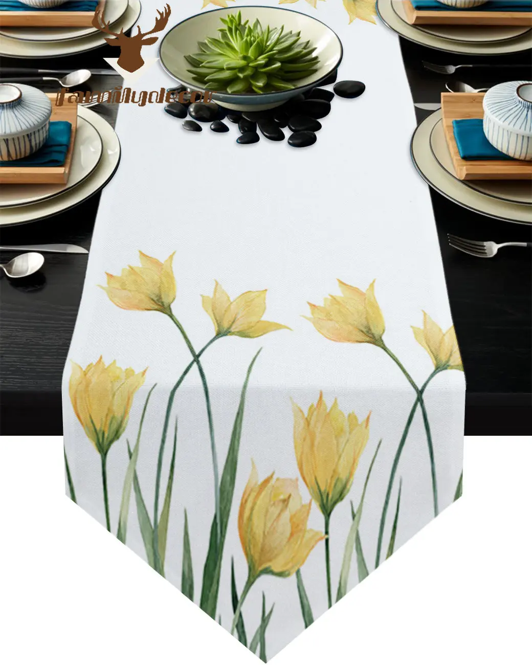 

Желтая тюльпановая Цветочная белая Современная скатерть для стола, деревенская Свадебная декорация, скатерть для дома, отеля вечерние, кухни, обеденного стола, коврик